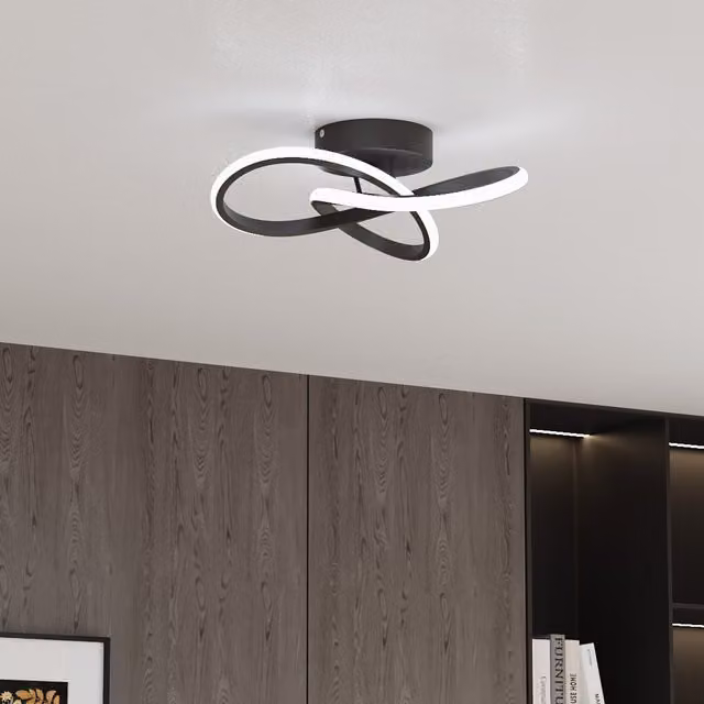 Livingandhome Modern LED Layered Flower Design Ceiling Light in Black