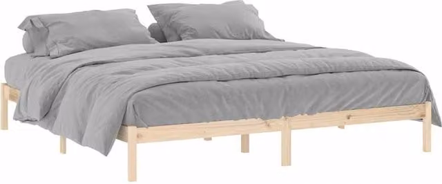 Berkfield Home King Size Solid Wood Pine Bed Frame in Light Oak, W/D/H: 193 x 203 x 31 cm – 1