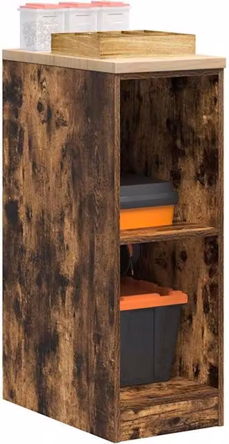 Berkfield Home Garage Storage Cabinet in Smoked Oak Brown, Solid Wood Pine, W/D/H: 30 x 51 x 85 cm