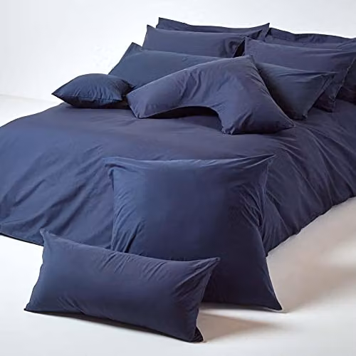 Homescapes Navy Blue Egyptian Cotton Percale Euro Pillowcase with Zip, 60 x 60 cm – 3