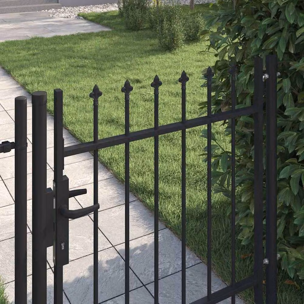 Berkfield Home Single Door Steel Fence Gate with Spike Top, Black, W: 100 cm, H: 100 cm – 3