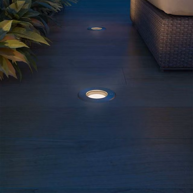 Berkfield Home Outdoor LED Ground Recessed Lights, 3 Piece Round Set in Silver – 1