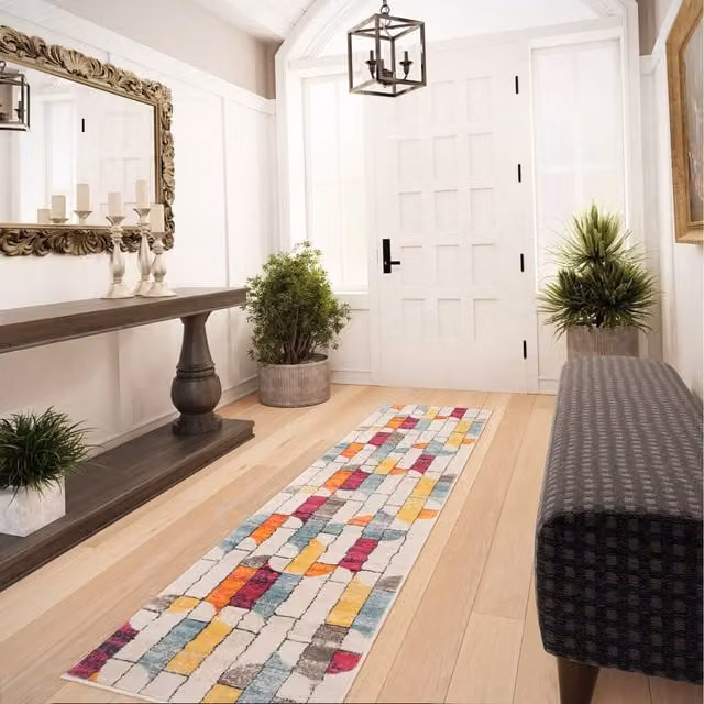 The Rug House Multicolour Retro Geometric Rectangular Living Area Rug, Width: 240 cm