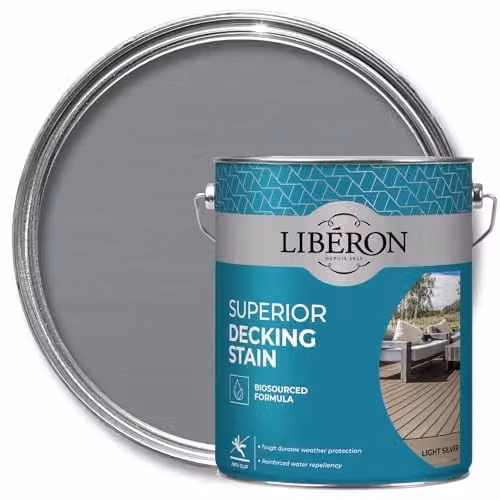Libéron Superior Decking Stain for Exterior Wood, Light Silver, 5L