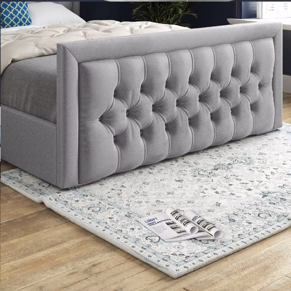 KDMD Sway Upholstered Grey Soft Velvet Designer Bed Frame, W/D/H: 140 x 200 cm – 5