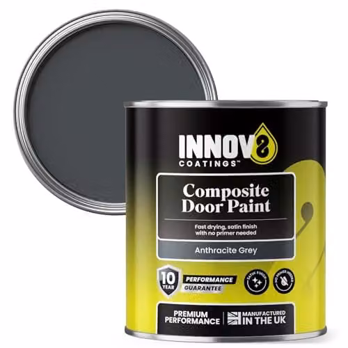 Innov8 Coatings Composite Exterior Door Paint in Anthracite Grey, Satin Finish, 0.75 l – 1