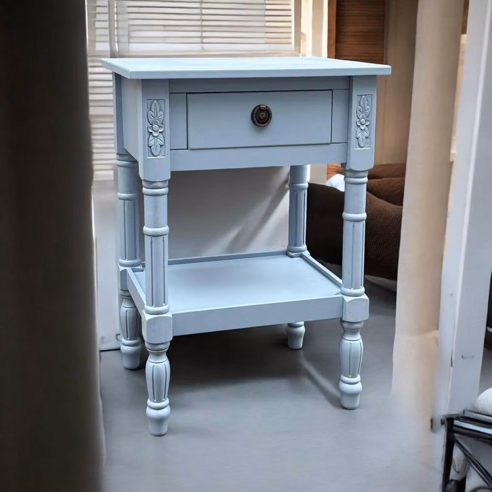 Minster Single Drawer Side Table in Blue, W: 45 cm, D: 35 cm, H: 65 cm – 4