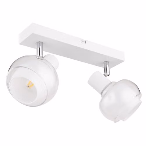 Netlighting Tokki Twin Ceiling Spotlight in White Matt with Transparent Glass Shades, 2x E14