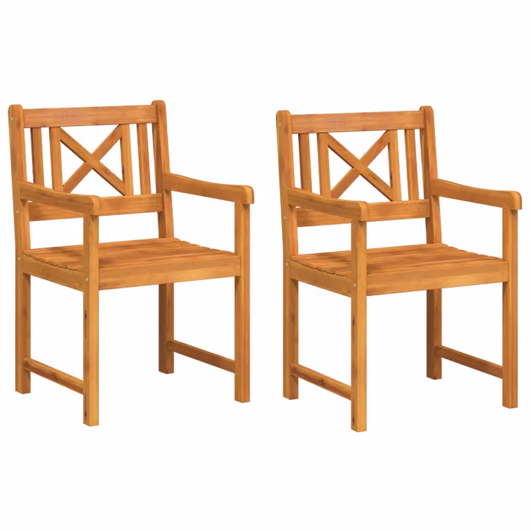Berkfield Home Set of 2 Modern Acacia Wood Garden Chairs in Brown, W/D/H: 56 x 56 x 90 cm