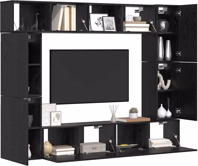 Berkfield Home Modern Wall Mounted TV Cabinet in Black Oak, W/D/H: 80 x 30 x 30.5 cm