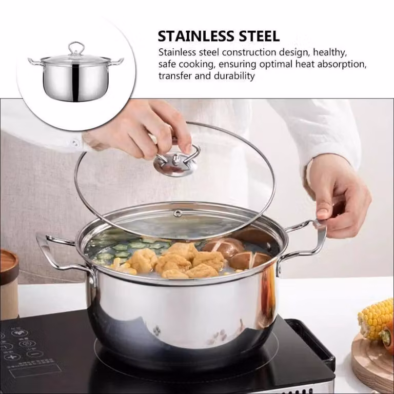 FLAVORA Stainless Steel Uncoated Stockpot in Silver