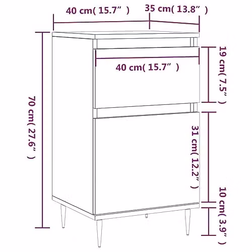 vidaXL Grey Sonoma Sideboard in Engineered Wood W/D/H: 40 x 35 x 70 cm – 3