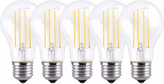 Harper Living 8W A60 E27 LED Bulb, Clear Cool White, Dimmable, Pack of 5