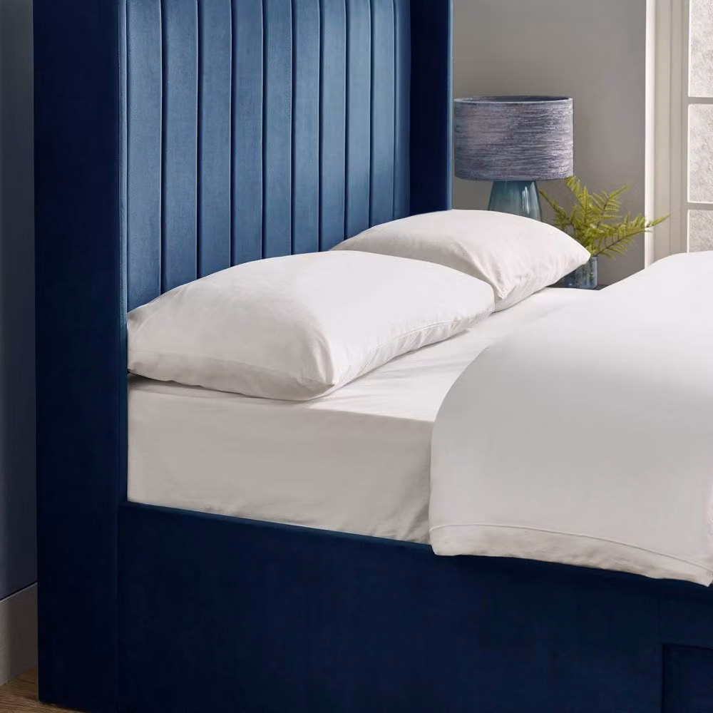 Cheshire Coral Royal Blue Velvet Upholstered Double Bed with Dual Storage Doors, W: 135 cm – 7
