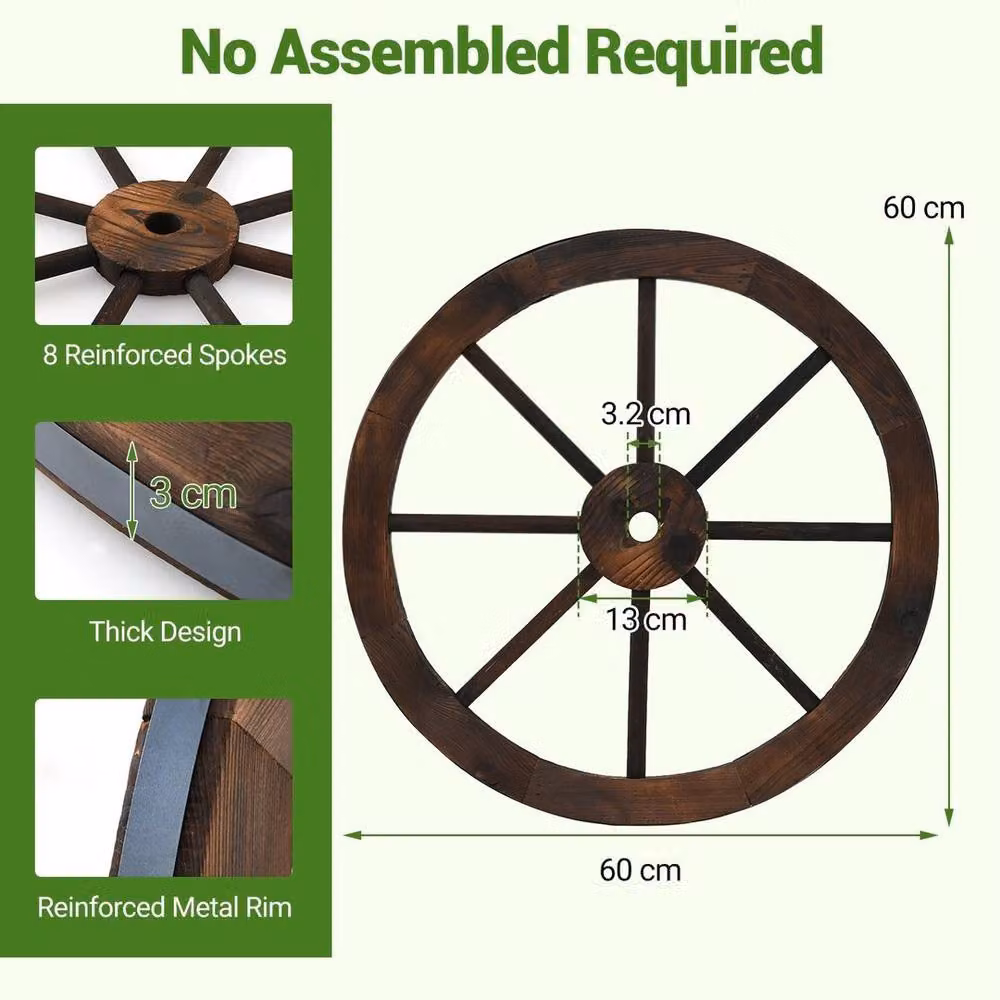 SPETLEK Brown Carbonised Solid Fir Wood Wagon Wheels – 2