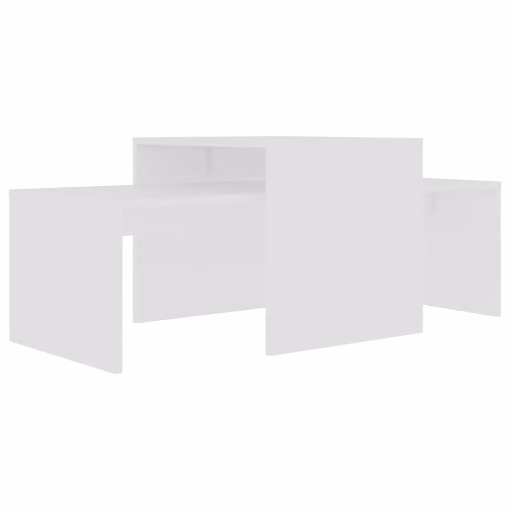 Berkfield Home White Modern Coffee Table Set with Nested Tops, W: 100 cm, D: 48 cm, H: 40 cm – 2