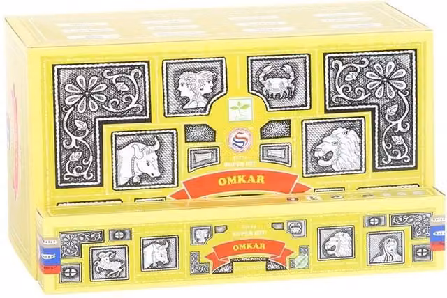 Satya Omkar Super Hit Incense Sticks, Pack of 12, Brown and Yellow with Floral and Woody Scents
