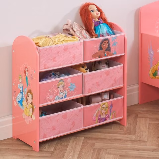 Disney Home Pink Disney Princess Freestanding Lacquered Storage Unit for Children's Rooms