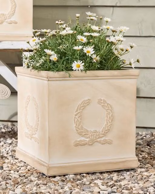 Dibor Beige Large Ceramic Planter for Outdoor Garden Use W/D/H: 37.5 x 37.0 x 37.0 cm – 1