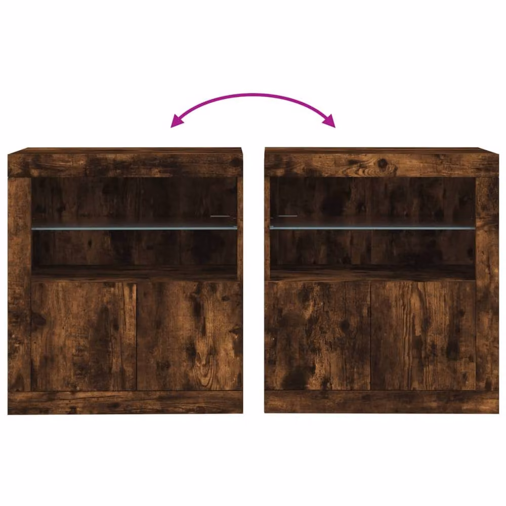 Berkfield Home Sideboard with Integrated LED Lights in Smoked Oak Brown, W/D/H: 60.5 x 37 x 67 cm – 7