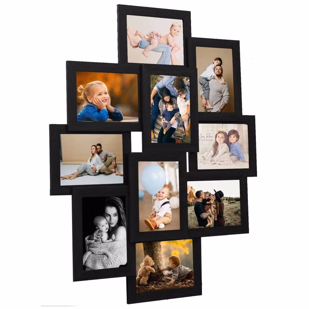 Berkfield Home Modern Black Collage Photo Frame for 10 Pictures, W/H: 13 x 18 cm – 2