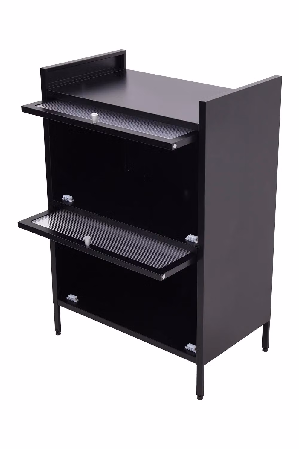 Living and Home Black Matt Metal File Cabinet with Transparent Glass Doors – 3