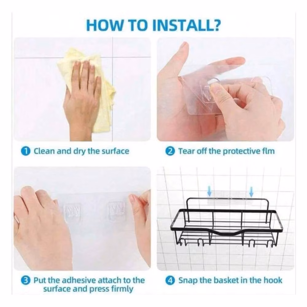 Dragodirect 5-Pack Rustproof Adhesive Shower Caddy Set in Black – 5