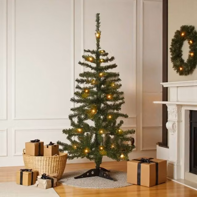 Garden Greatness 3ft Pre-Lit Heritage Green Christmas Tree with Warm White LED Lights