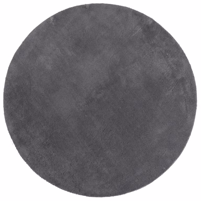 Berkfield Home Round Short Pile Soft and Washable Rug in Anthracite and Black, Diameter: 100 cm