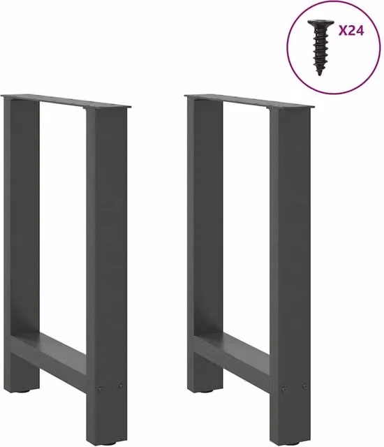 Berkfield Home Modern Coffee Table Legs in Grey Steel, 2 Pieces, W: 50 cm, H: 72-73 cm