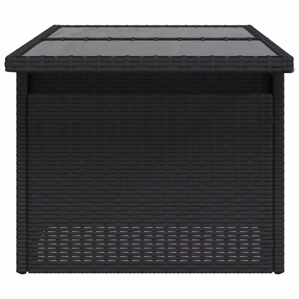 Berkfield Home Black Poly Rattan Garden Table with Glass Top, W/D/H: 100 x 55 x 73 cm – 5