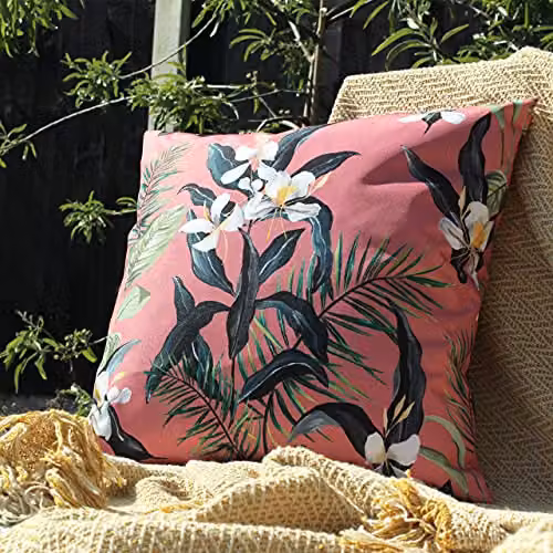 Terrys Pink Floral Square Outdoor Filled Cushion W/D/H: 43 x 43 x 43 cm – 3