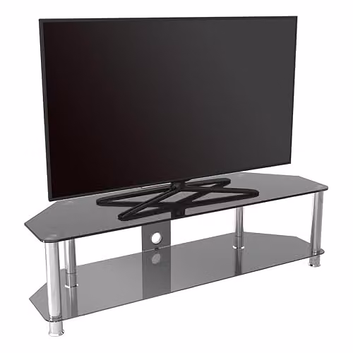 AVF Black and Silver Glass and Metal TV Stand with Cable Management, Width: 140 cm – 2