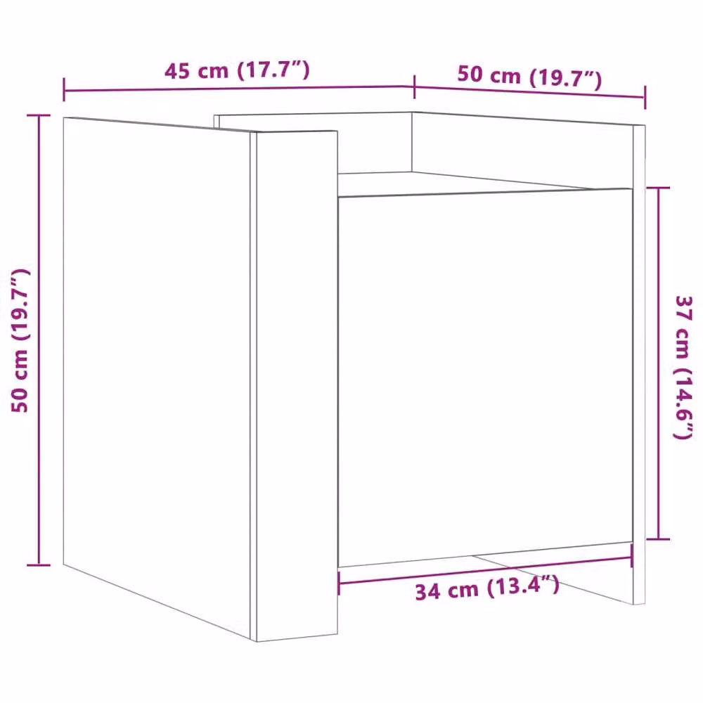 Berkfield Home Decorative Bedside Cabinet in Black, W/D/H: 45 x 50 x 50 cm – 5