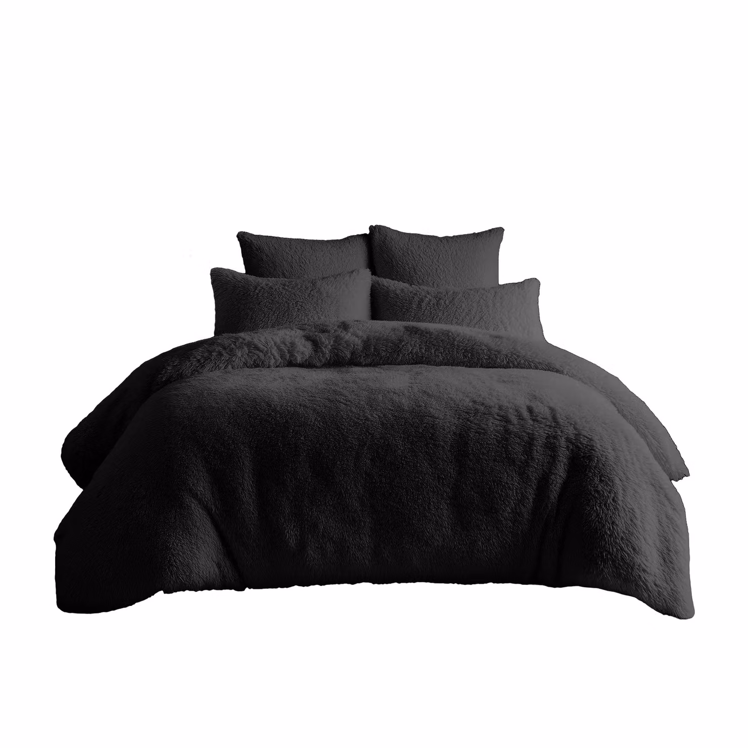 Home Sweet Home UK Teddy Bear Fleece Duvet Cover and Pillowcase Set in Black, Single Size (90 x 200 cm) – 2