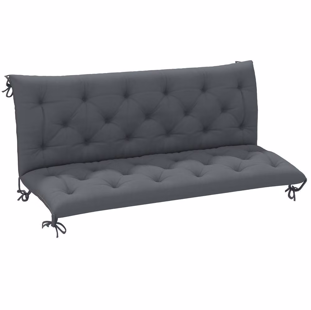 STILVORA Grey Rectangular Bench Cushion with Ties, Width: 150 cm – 5