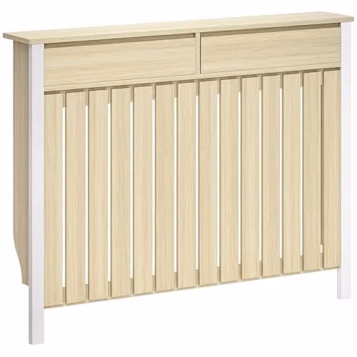 HOMCOM Large Radiator Cover with Drawers in Oak, W/D/H: 119 x 19 x 93 cm