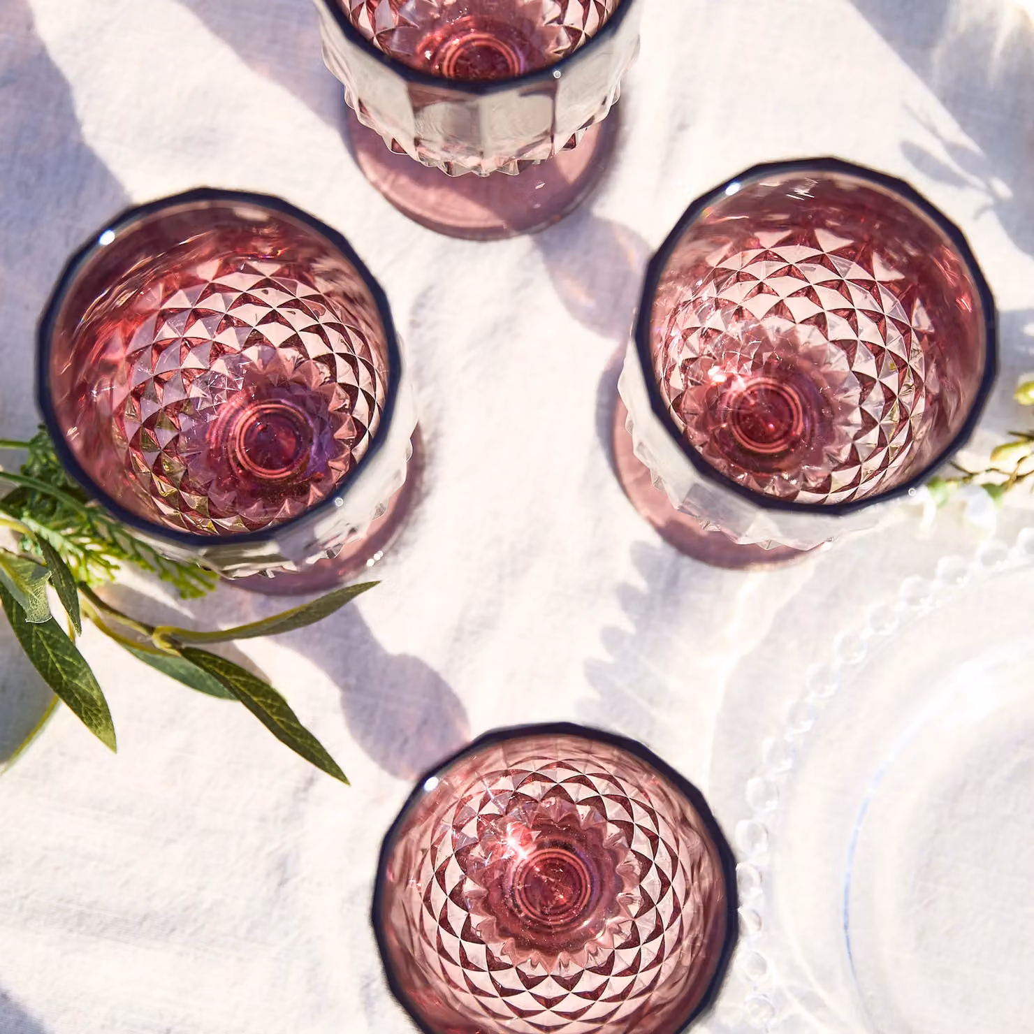Dibor Set of 2 Pink Diamond Pattern Wine Glasses, 320ml per glass – 5