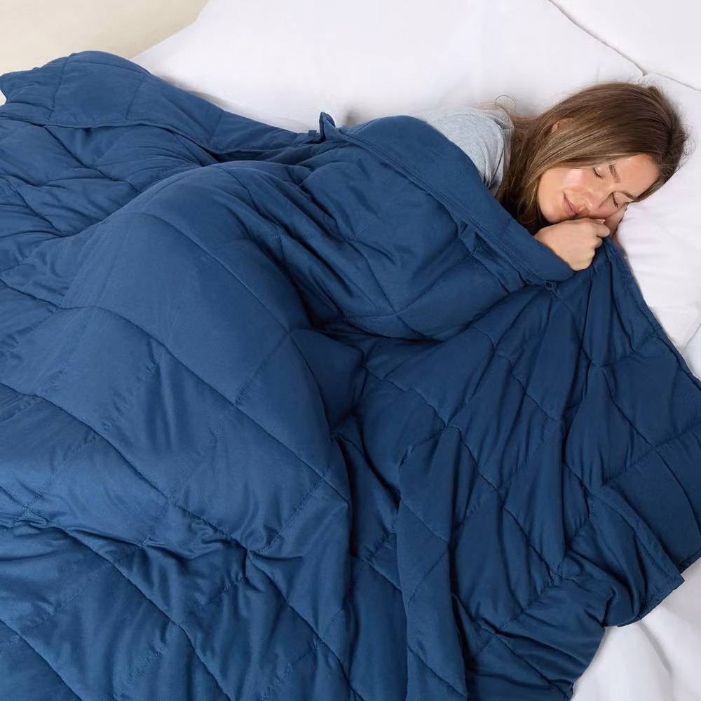 OHS Supersoft Sensory Weighted Blanket for Sleep Therapy in Navy Blue, 10kg, W: 150 cm x L: 200 cm – 2