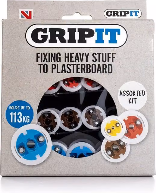 Gripit Assorted Plasterboard Cavity Anchor Kit, Pack of 32, Multicolour
