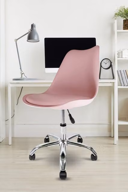 Fusion Living Soho Plastic Dining Chair with Swivel Base in Pink
