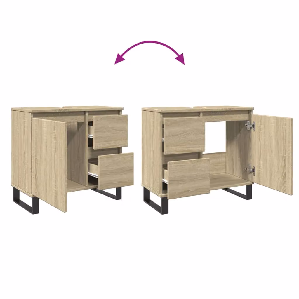 Berkfield Home Sonoma Oak Bathroom Cabinet in Brown, W/D/H: 65 x 33 x 60 cm – 3