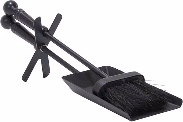 VOGREX Steel Hearth Fireplace Shovel and Brush Set in Black