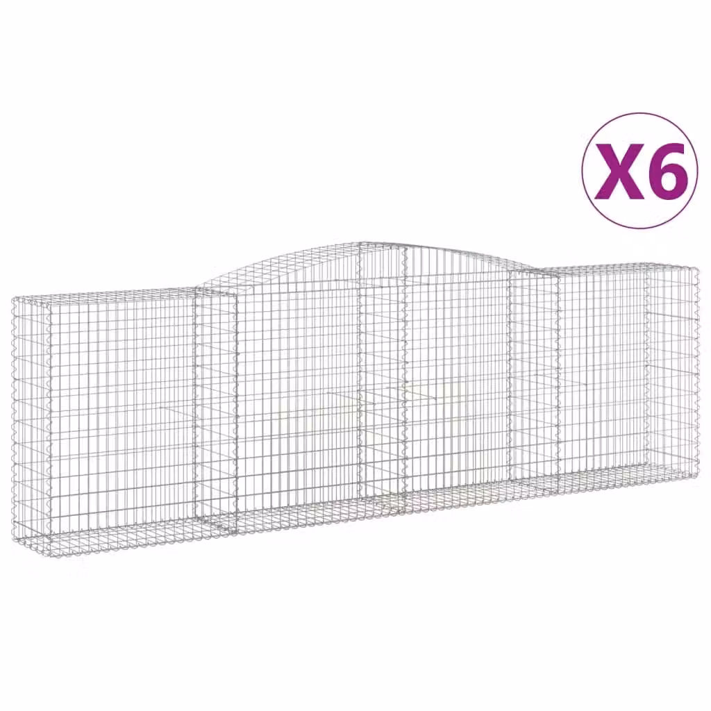 Berkfield Home Arched Gabion Baskets, 6 Piece Set, Silver Galvanised Steel, W: 400 cm, D: 50 cm, H: 120-140 cm – 2