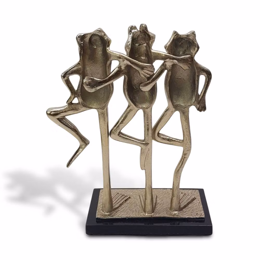 Elm Home And Garden Trio Frog Figurine Ornament in Gold – 2