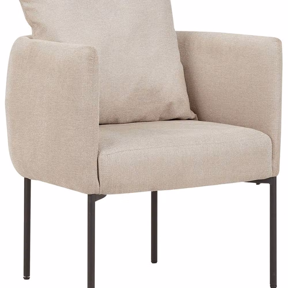 Wyld and Coco Retro Style Tub Armchair in Light Beige Faux Linen – 2