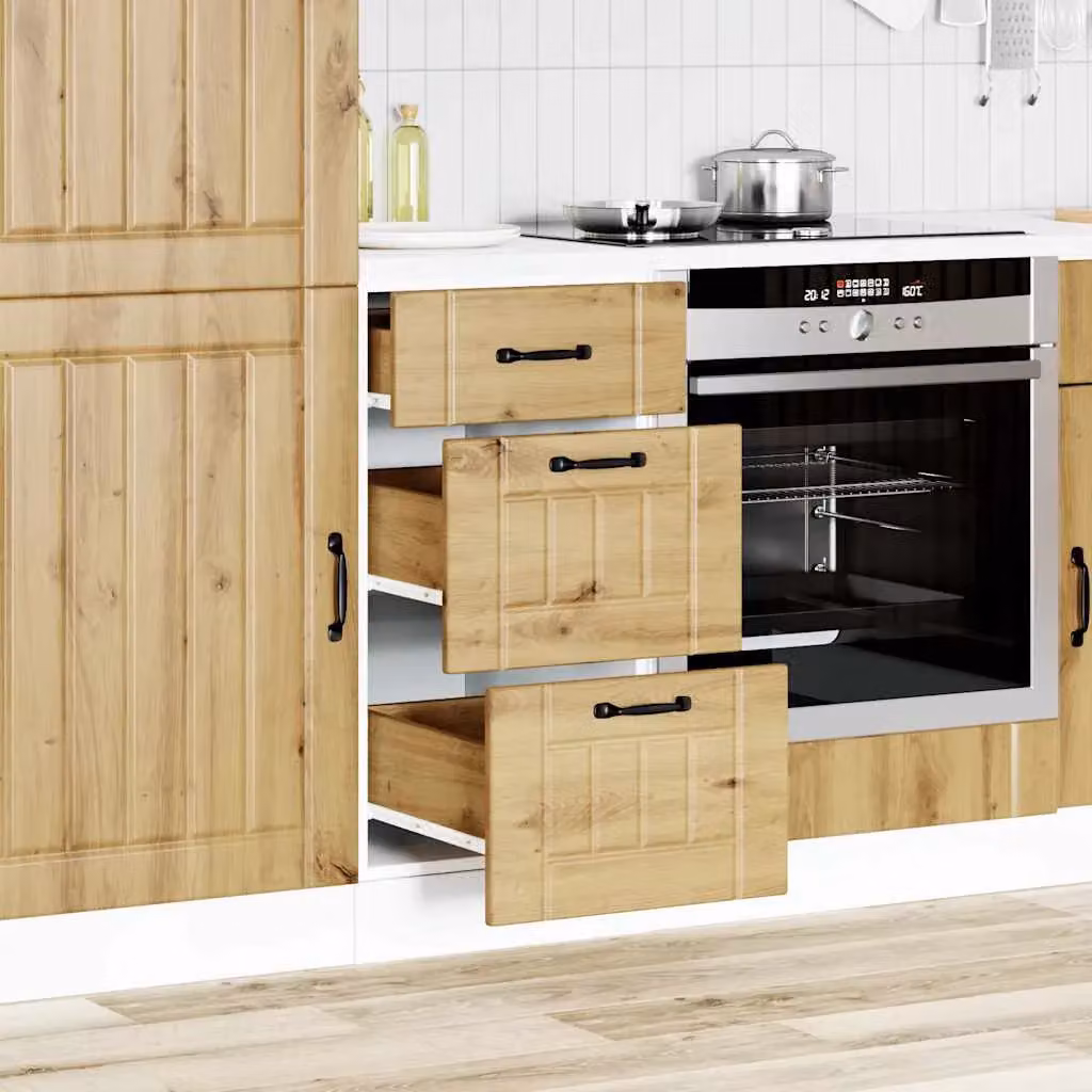 Berkfield Home Lucca Artisan Oak Kitchen Base Cabinet in Brown – 2