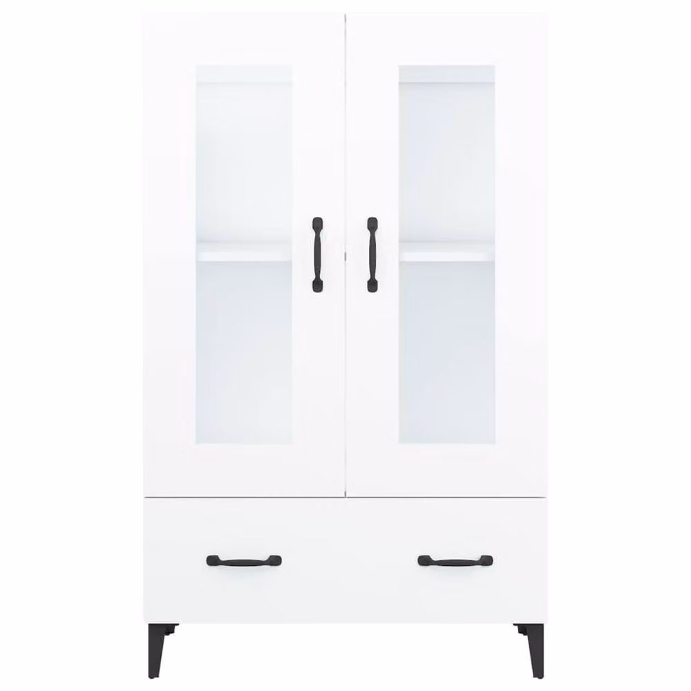 Berkfield Home Modern White Highboard with Glass Doors and Internal Shelves, W/D/H: 70 x 31 x 115 cm – 2