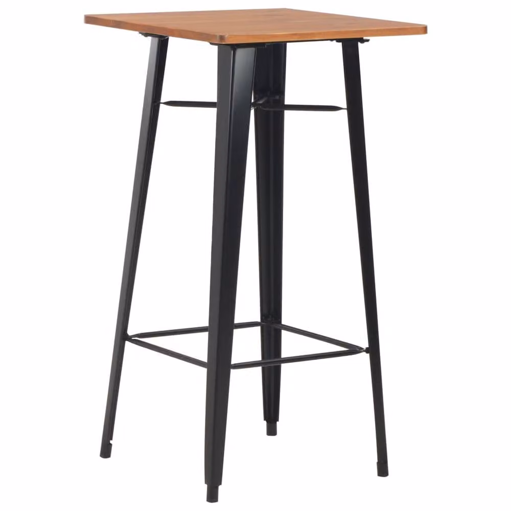 Berkfield Black Modern Bar Table in Solid Pine Wood and Steel, W/D/H: 60 x 60 x 108 cm – 2
