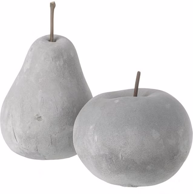 Little Cosy Home Minimalist Organic Concrete Apple and Pear Set in Grey